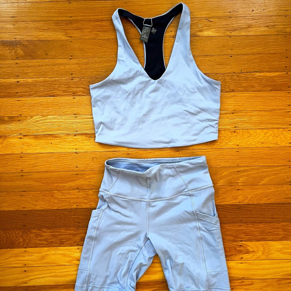 Prana lavender shorts and crop top set